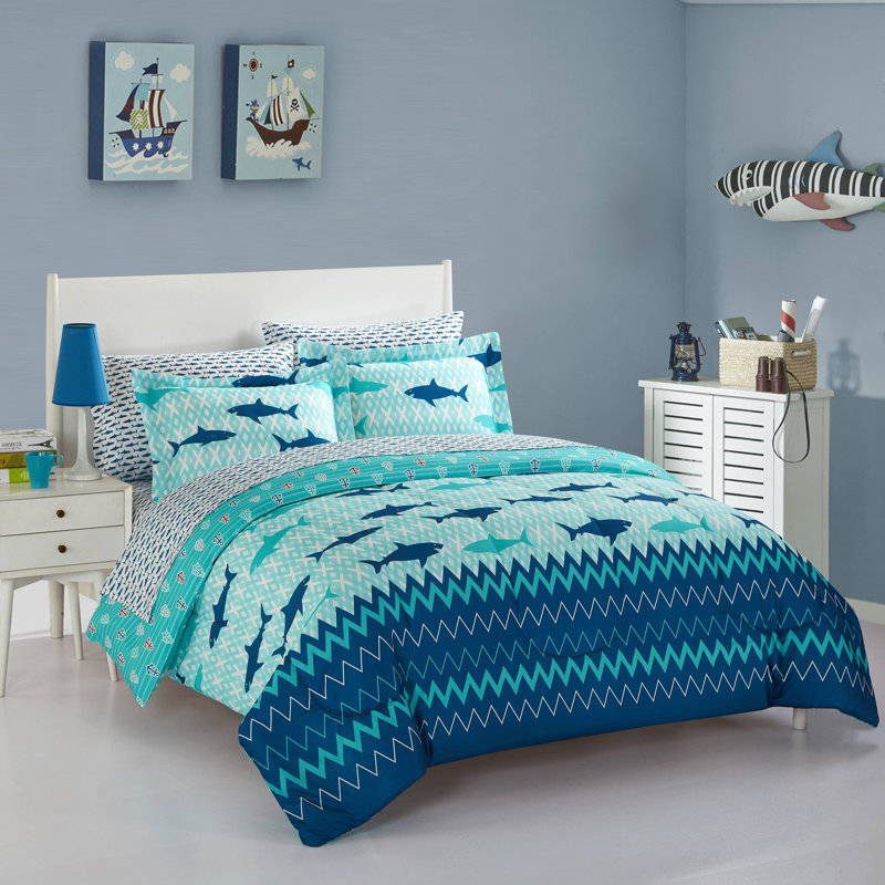 Ensemble d’confort réversible shark Nisbet, Édredon simple + 4 pièces supplémentaires