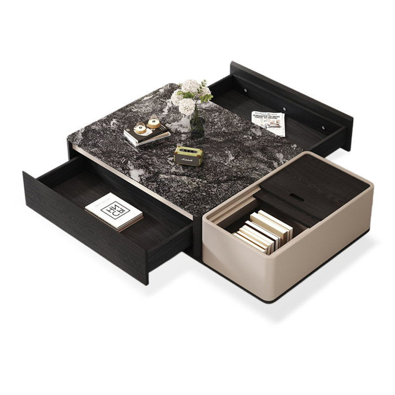 Table basse rectangulaire en pierre frittée