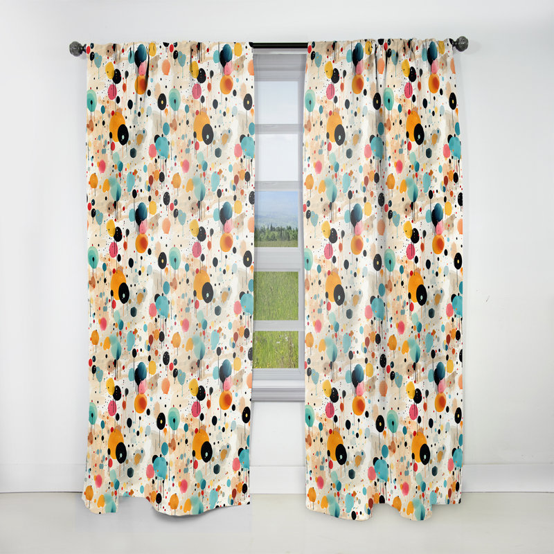 Motif de pois multicolores Dance II - rideau abstrait - rideau obscurcissant - 1 panneau, L 52 po x L 108 po