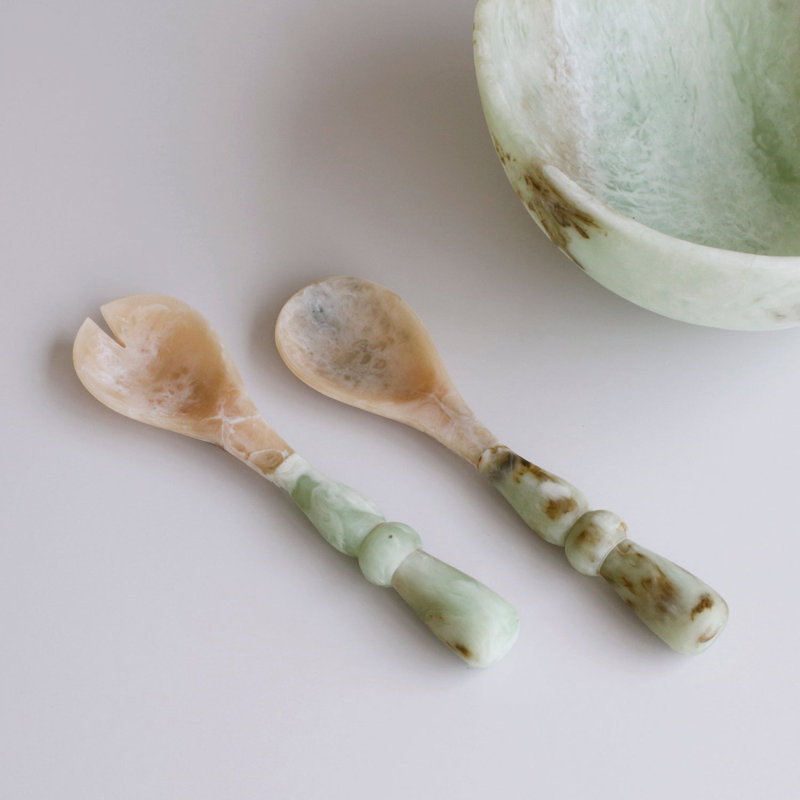 Resin Salad Servers, Jade