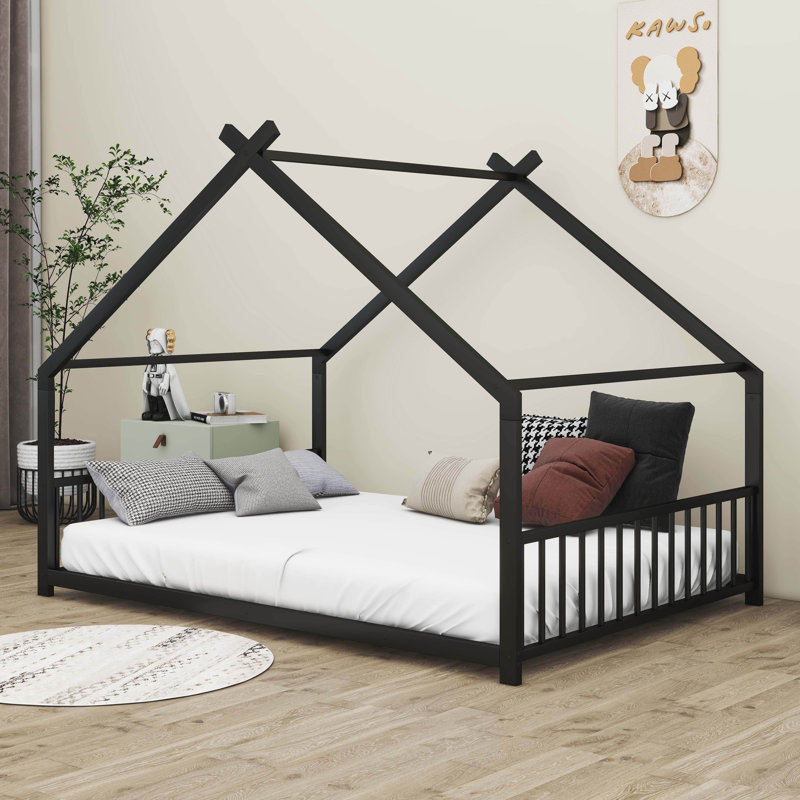 Tomita Metal House Bed, Full, Black