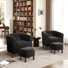 Chaise d'appoint rembourrée en tonneau avec repose-pieds (ensemble de 2)