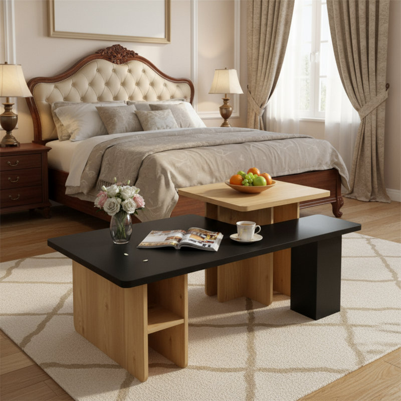 Ensemble de 2 tables basses gigognes U-Can, Noir