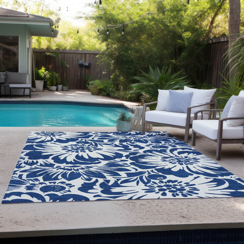 Rockcrest Washable Floral Indoor / Outdoor Rug, Rectangle 5' x 7'6"