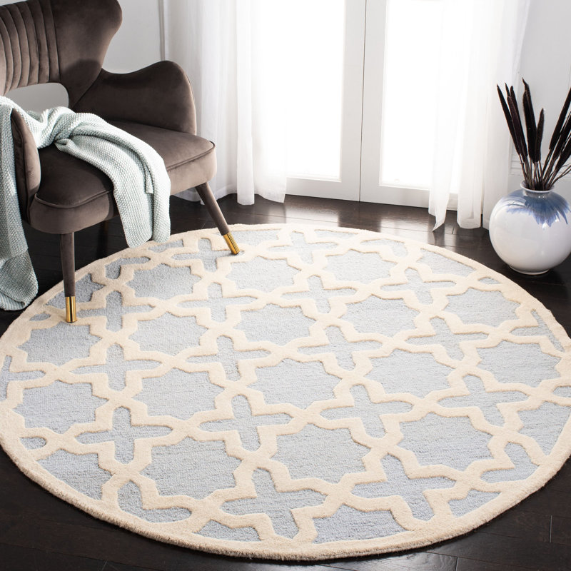 Cannen Hand Tufted Wool Geometric Rug, Round 8'