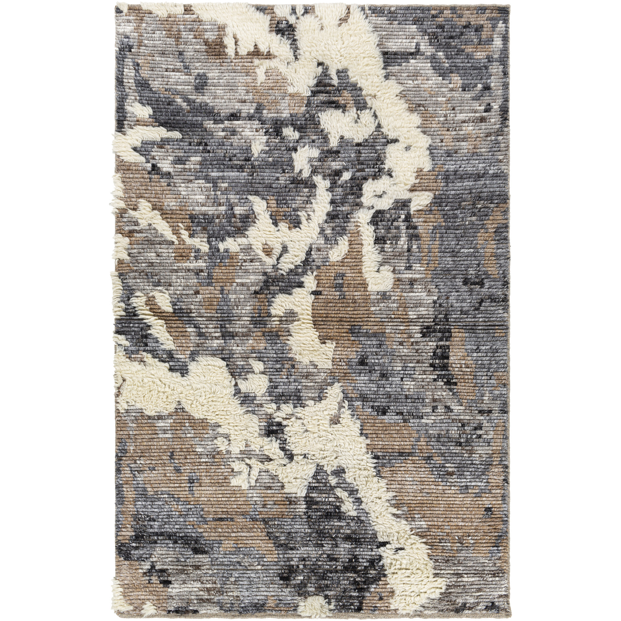 Zubi Handmade Gray/Cream/Brown Rug, Rectangle 8' x 10'