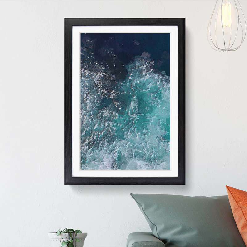 Marbled Waters - Framed Print, 65cm H x 48cm W x 2cm D, Black Framed