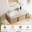 Meuble-lavabo mural moderne de 36 po, plateau de table en pierre frittée avec armoires en bois massif, meuble-lavabo flottant (fixer le lavabo seulement)