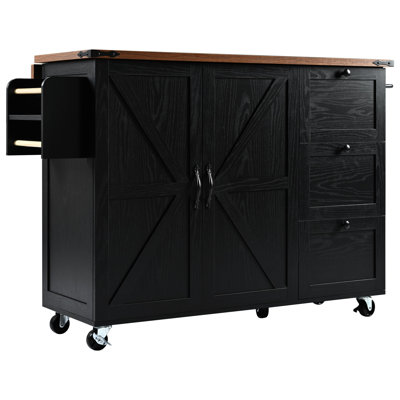 K&K 54.5" Farmhouse Kitchen Island With Power Outlet by Ophelia & Co.