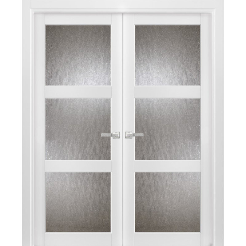 Portes françaises en verre givré Lucia, 48 po x 96 po