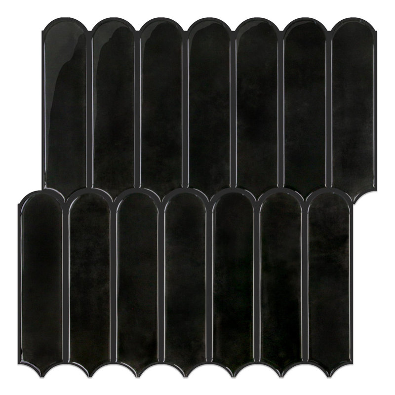 Carreaux de dosseret à écailles de poisson - motif plus épais 12 po x 12 po (ensemble de 10), Noir