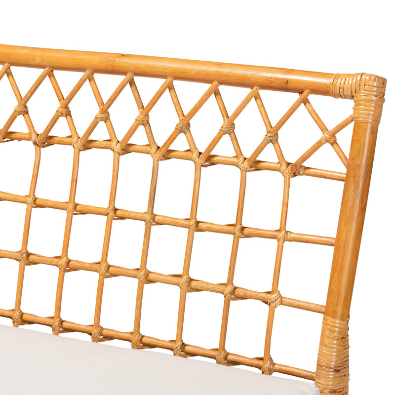 Capella Honey Rattan Bohemian Dining Bench with Cushion