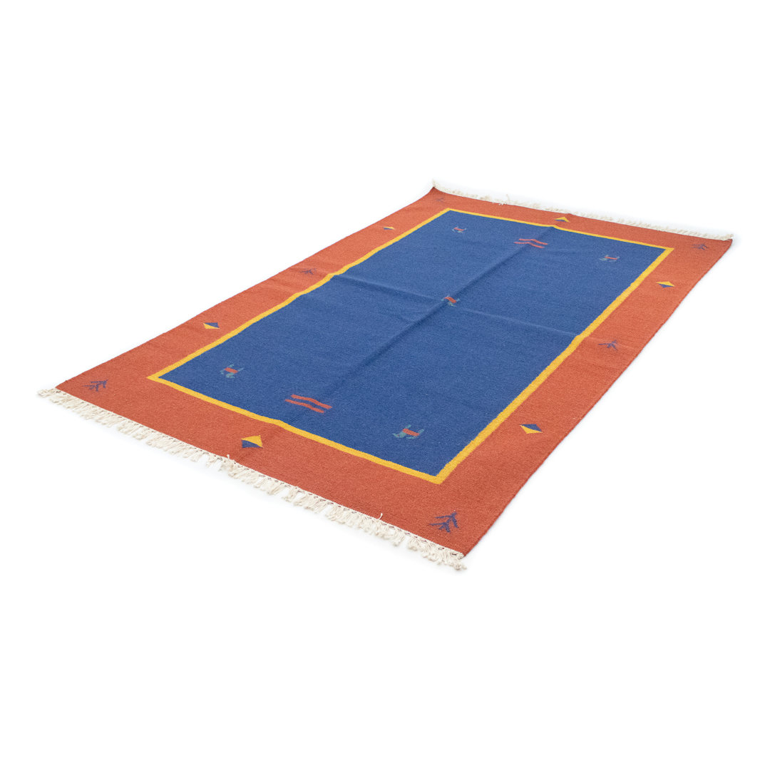 Handmade Kilim Wool Blue Indoor/Outdoor Rug