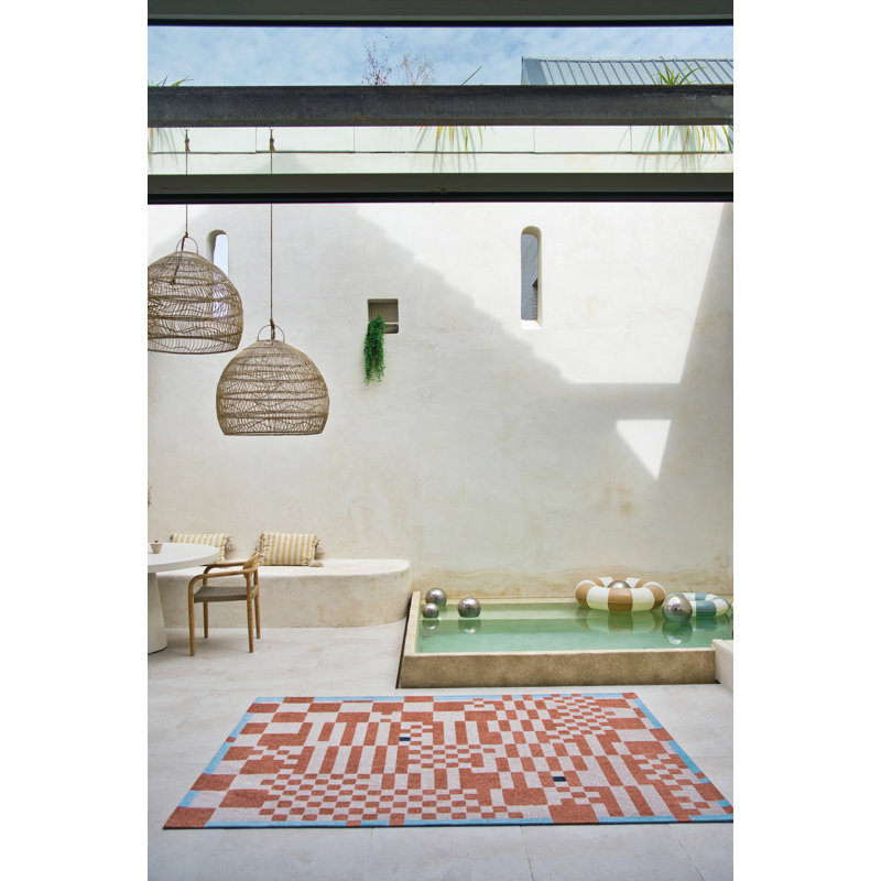 Gingham Recycled P.E.T Area Rug, Rectangle 80 x 150cm