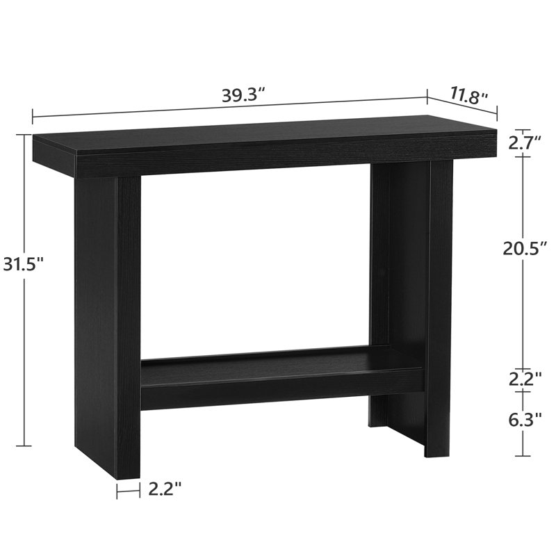 Console avec rangement Herron, Noir, H 31,5 po x l 39,3 po x P 11,8 po