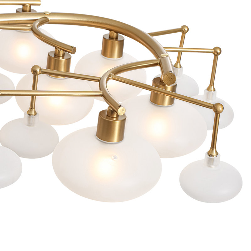 Plafonnier semi-encastré 12 lumières, Doré