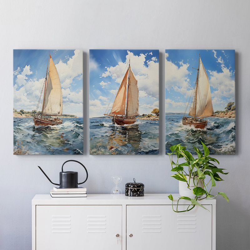 Série Sea and Shore Lxx - ensemble de toiles tendues avec châssis Premium - prêt à être accroché