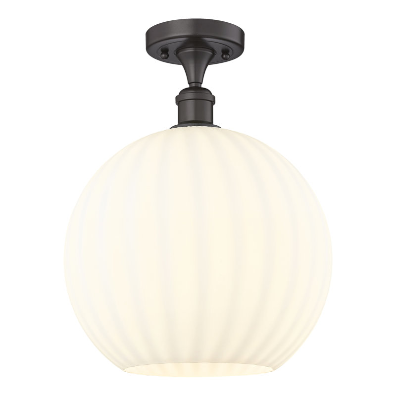 Plafonnier semi-encastré 1 lumière Ballston - Adriao, Bronze huilé, H 14,75 po x l 12 po x P 12 po