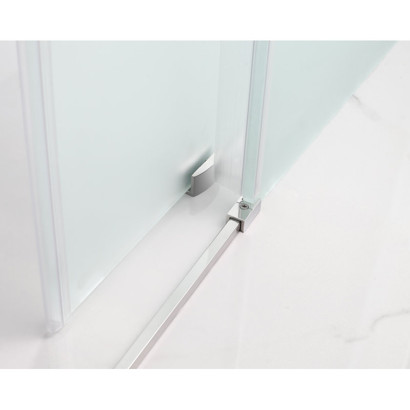 Coraline XL 48" - 52" W x 32" D x 80" H Frameless Rectangle Sliding Shower Enclosure, Frosted Glass, Polished Chrome