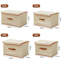 Ensemble de 4 bacs de rangement pliables en tissu avec couvercle et poignée en cuir, boîtes de rangement en tissu empilables pour garde-robe de chambre à coucher pour garde-robe-133419914