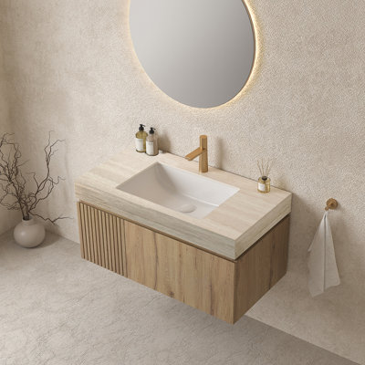 Cabinet For Bathroom Storage With One Door And One Drawer, Featuring Soft - Close Damper And Undermount Slides, Excluding Basin, Top, Faucet And Sink Cover