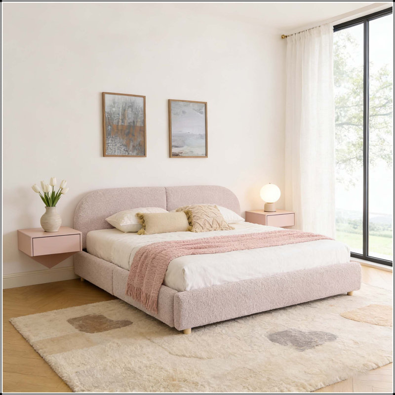 Structure de lit tapissier, Grand lit, Rose