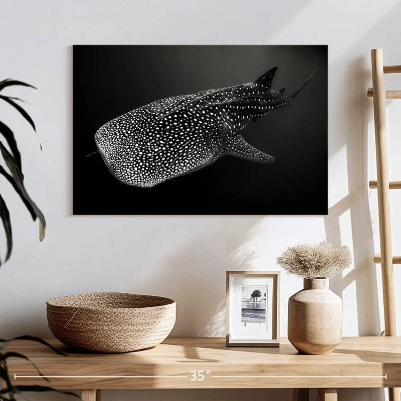 Monochrome Spotted Whale Shark, 32" H x 48" W