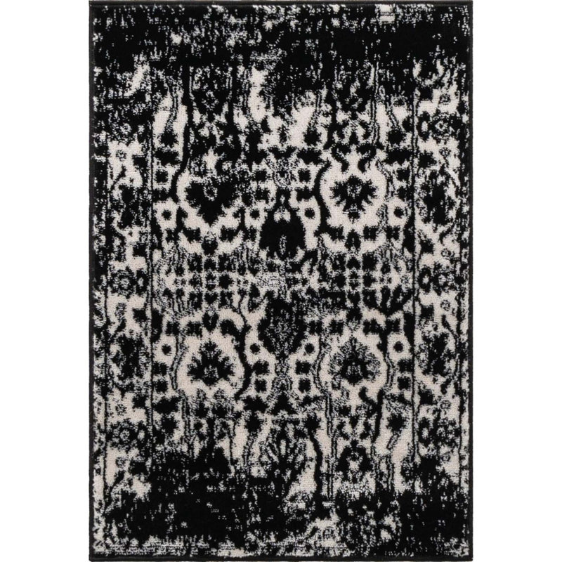 Ortilio Oriental Area Rug, Rectangle 2'2" x 3'1", Black