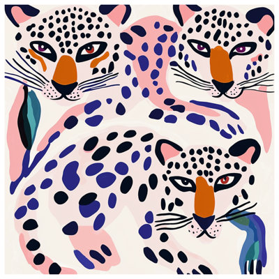Abstract Leopards Illustration Bath Mat