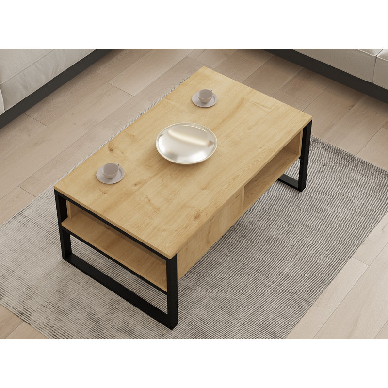 Table basse moderne avec option de fixation murale, chêne saphir, 39,4 po x 23,6 po x 17,3 po | 100% panneau de particules enduit de mélamine, épaisseur: 0,7 pouce | Plusieurs tablettes, design industriel élégant pour le salon et les espaces de bureau