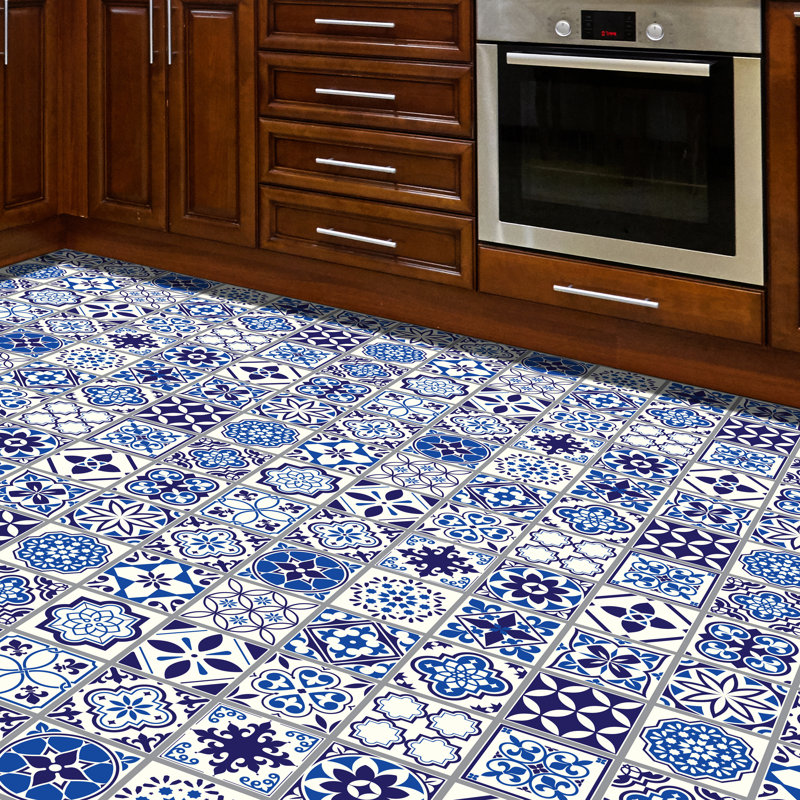 Waller Mosaic Floor Tile in Blue/White 120x60 cm