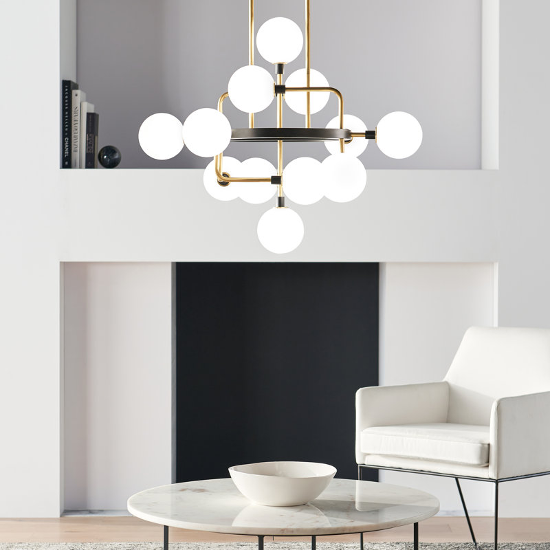 Viaggio 12 - Light Chandelier, Brass, Opal, Yes