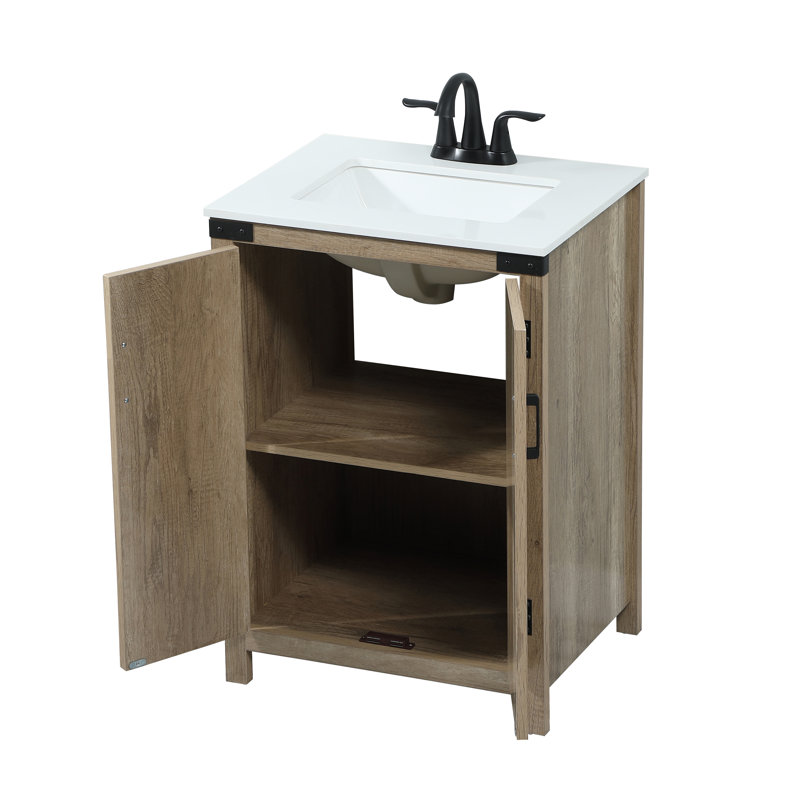Ensemble de meuble-lavabo simple 24 po Slayton, Teck naturel