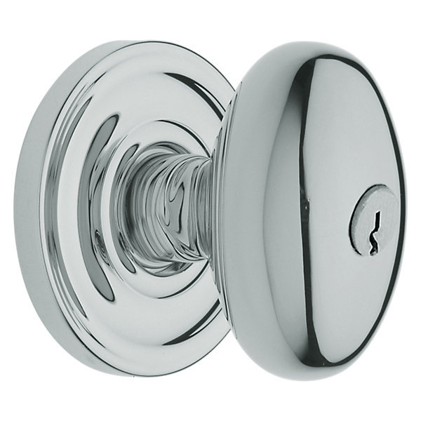 Keyed Egg Knob with Classic Rose, Polished Chrome
