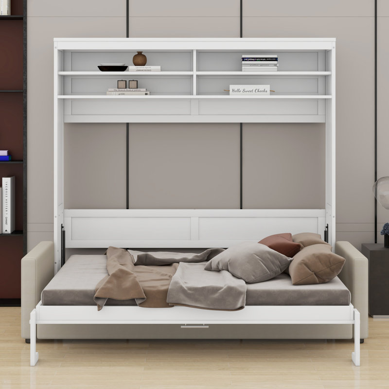 Murphy Bed Wall Bed With Sofa, White