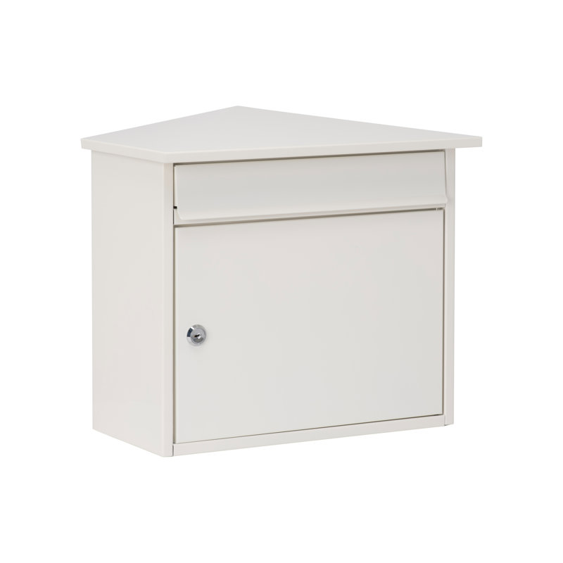 Mersey Wall Mounted Galvanised Steel Lockable Weatherproof Post Box - 39x35x20cm, White