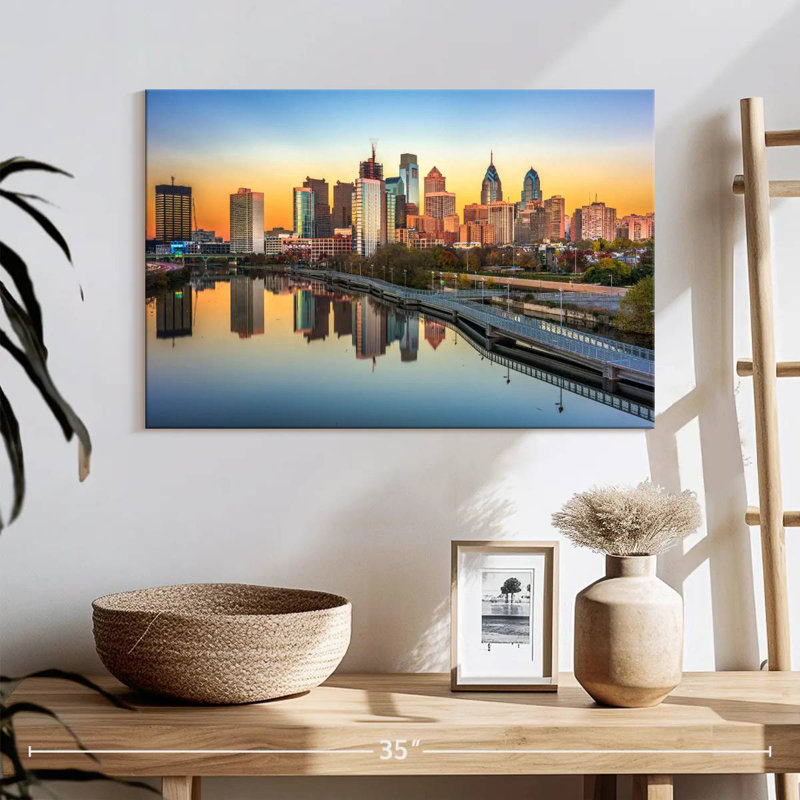 Philadelphia Skyline Reflection, 16" H x 24" W