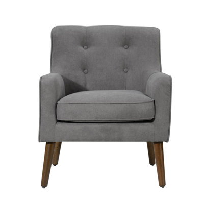 Ruggiero 25"W Mid Century Modern Gray Woven Fabric Tufted Armchair