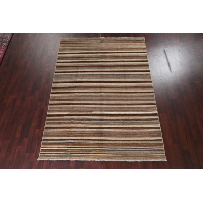 Tapis oriental rayé moderne Gabbeh 7 x 10