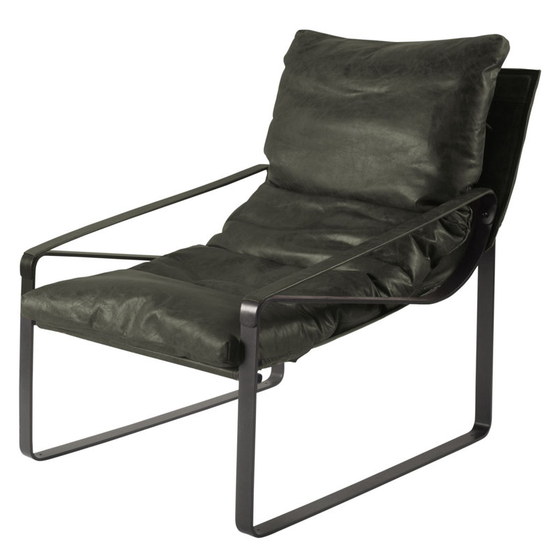 Méridienne en cuir fleur 27 po Colette, Cuir véritable noir