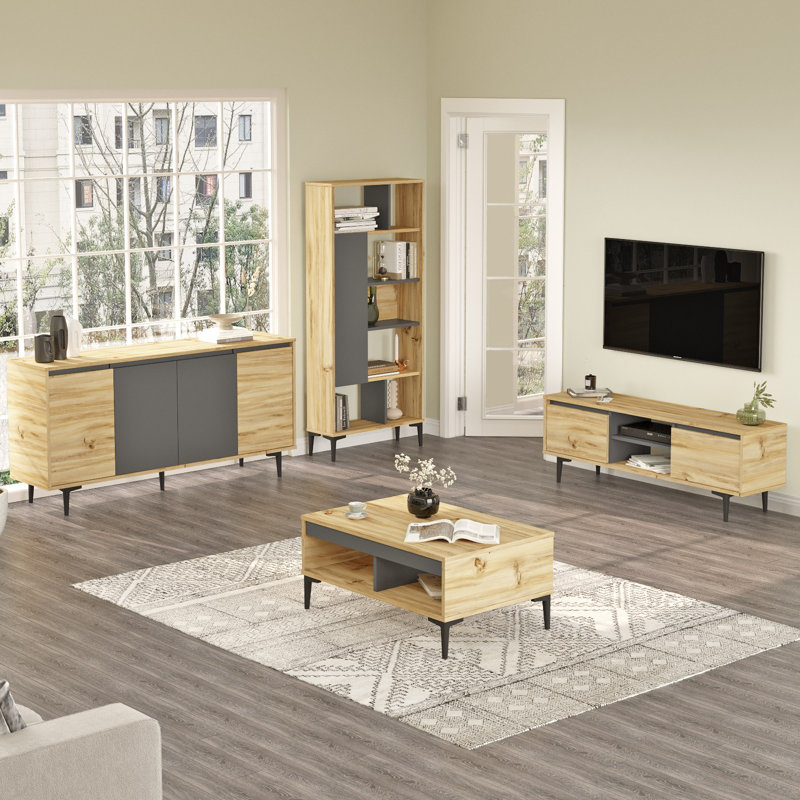 Living Room Furniture Set, Naturel / gris