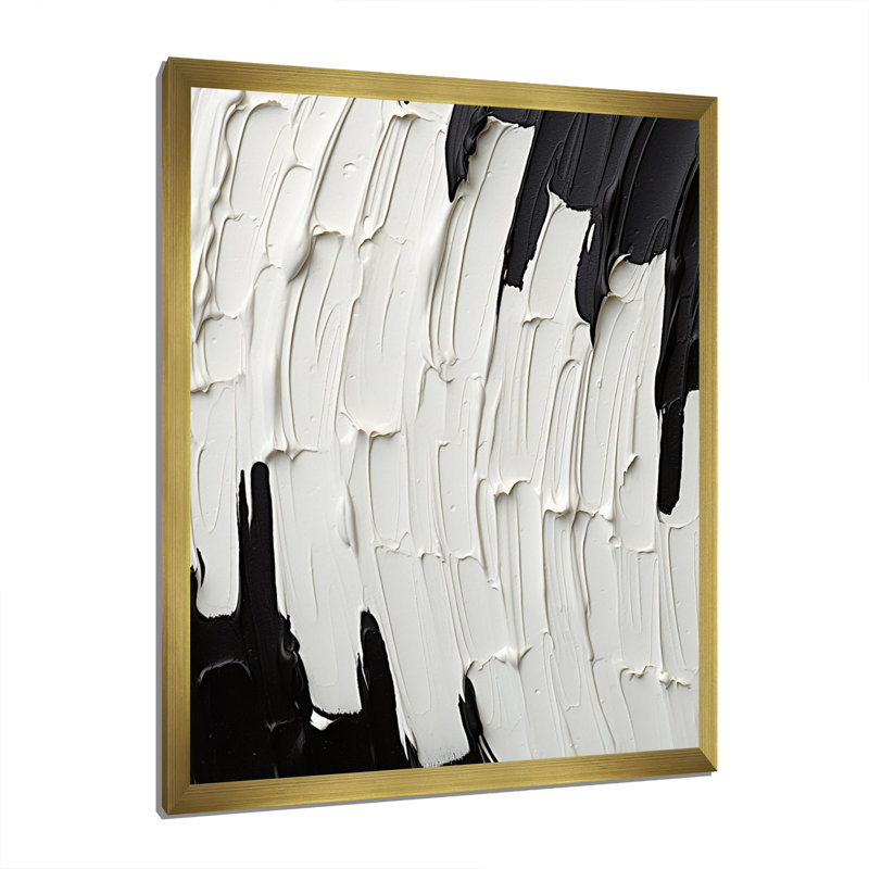 «Momentary Spirit» noir et blanc abstrait I - reproduction d'art sur toile, Doré, H 40 po x l 30 po, Cadre photo unique