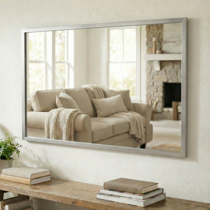Wood Framed Mirror with Safety Backing Ideal for Bathroom / Vanity Mirror Ellis Collection, 28" x 48", Espresso Textured