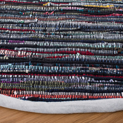 Rag Rug Flat Weave Cotton Striped Rug