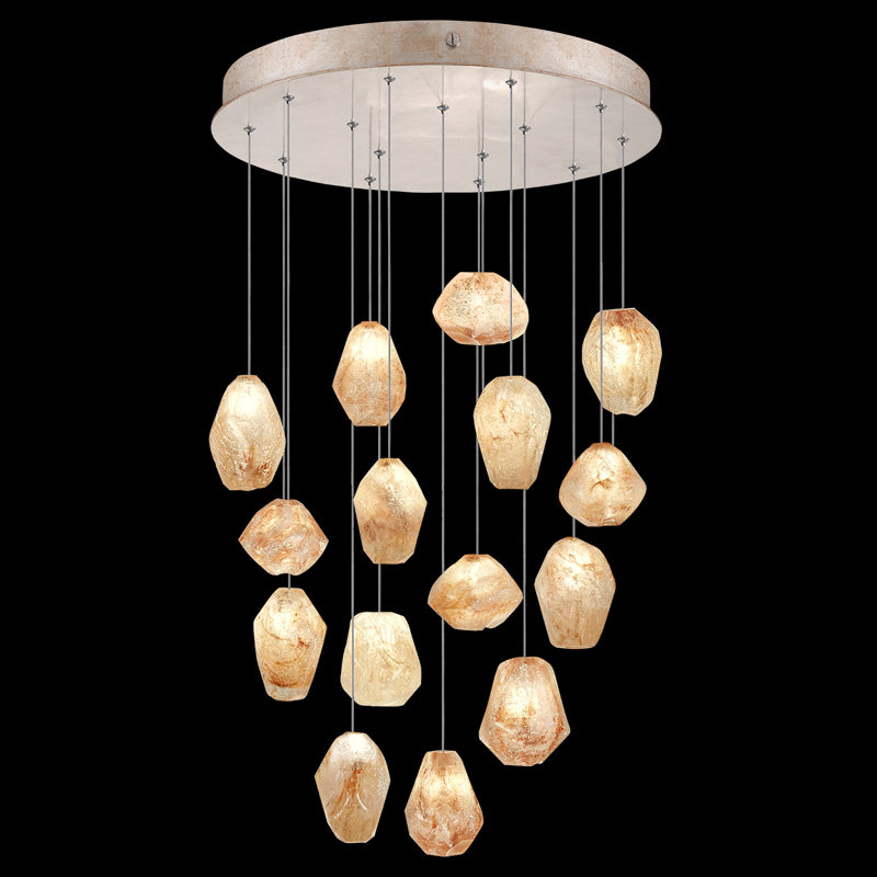 Natural Inspirations 15 - Light Chandelier, Silver/Natural Quartz