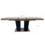 Table de salle à manger extensible pour 4 à 10 personnes, table de salle à manger en bois avec base à piédestal double robuste et grande table extensible moderne