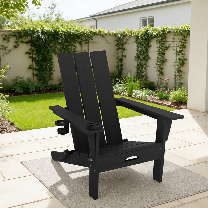 Outdoor Folding Adirondack Chair , Black