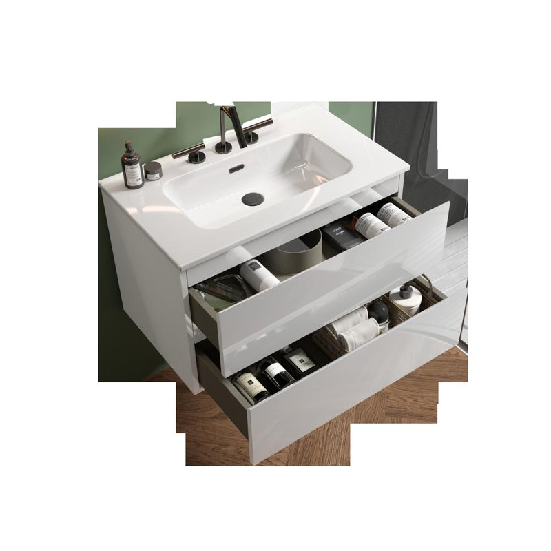 Meuble-lavabo 29,90 "avec lavabo en céramique et trois trous de robinet