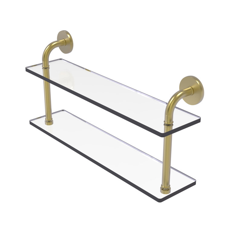 Tioga 2 Piece with Towel Bar, Unlacquered Brass, 11"H x 22"W x 5"D