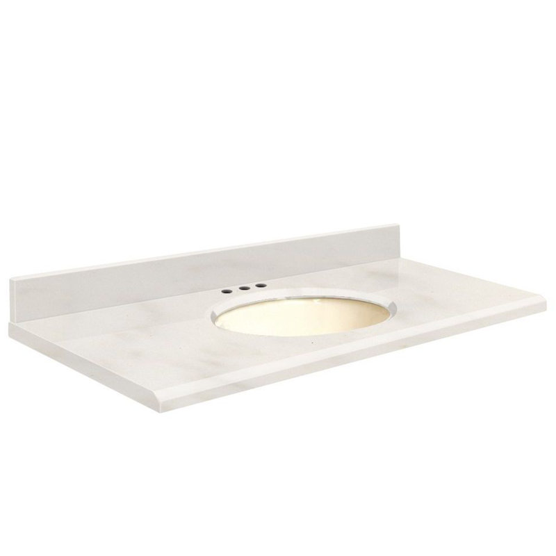 Dessus de salle de bain simple 25 po meuble-lavabo, Centré de 8 pouces, Blanc, Sentier